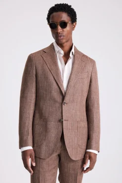 Italian Tailored Fit Cerise Herringbone Suit