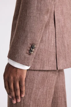 Italian Tailored Fit Cerise Herringbone Suit