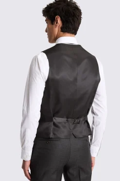 Italian Tailored Fit Charcoal Twill Waistcoat