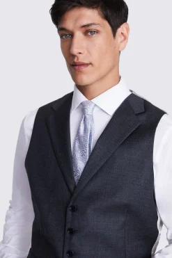 Italian Tailored Fit Grey Sharkskin Morning Waistcoat