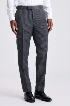 Italian Tailored Fit Grey Stripe Trousers