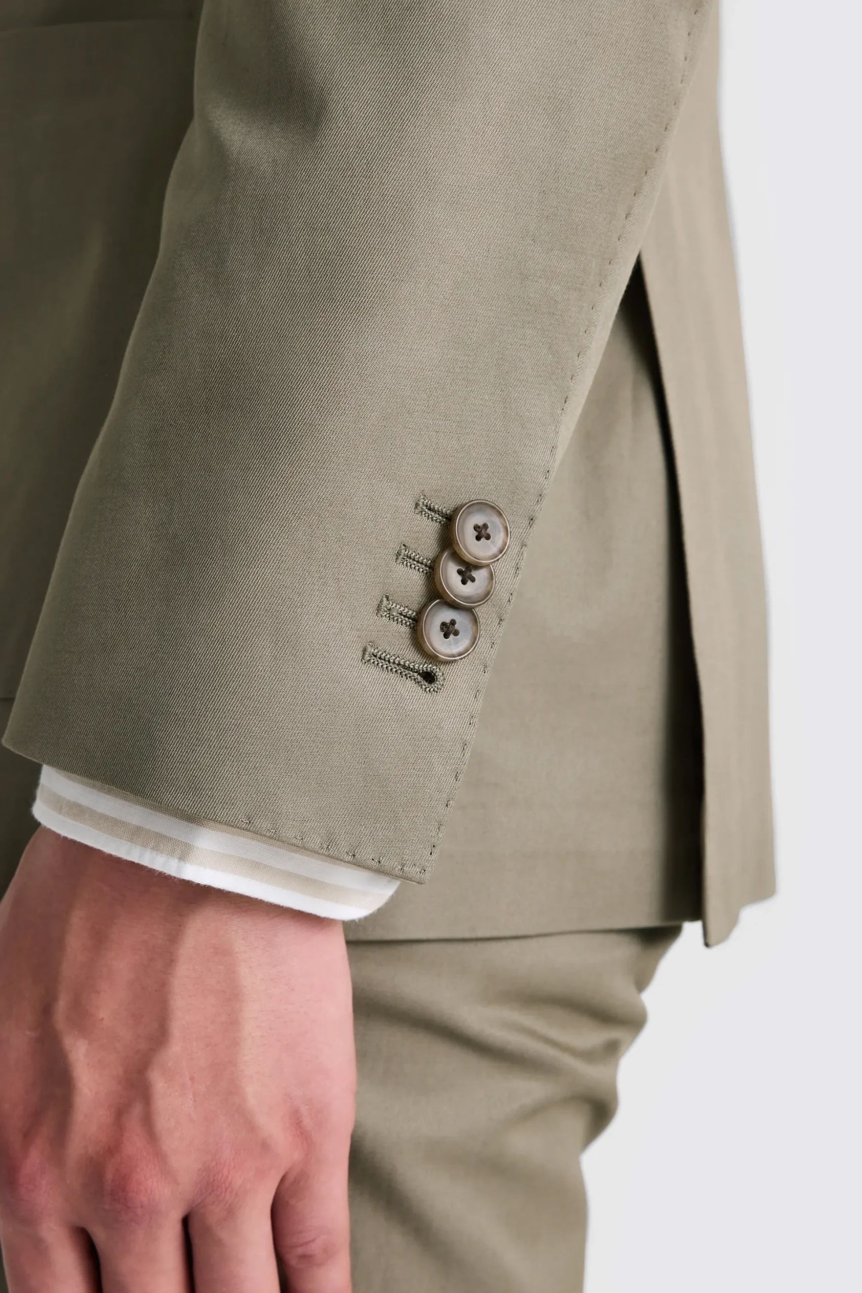 Italian Tailored Fit Khaki Cotton Suit