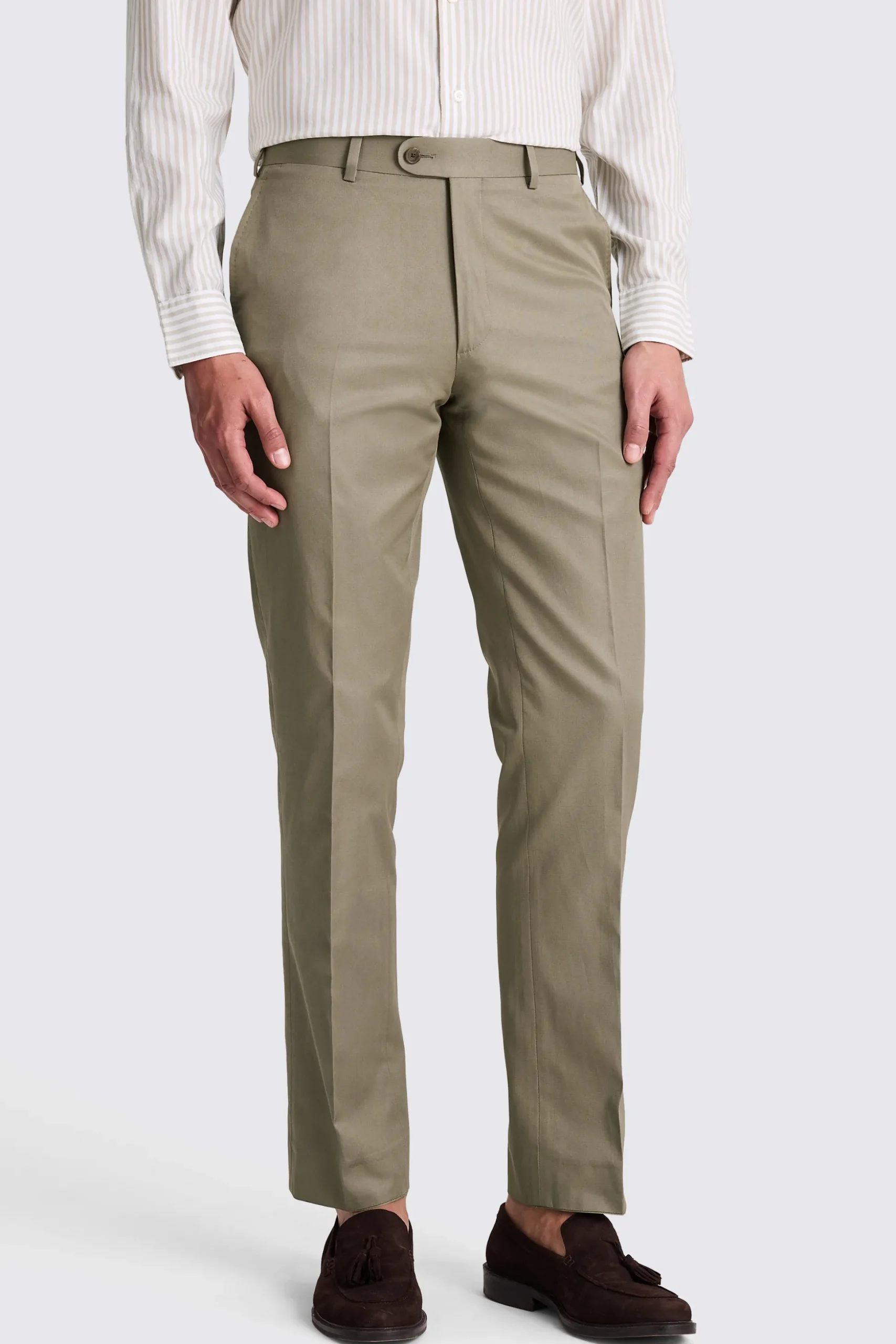 Italian Tailored Fit Khaki Cotton Trousers