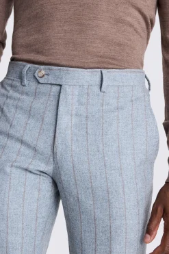 Italian Tailored Fit Light Blue Stripe Trousers