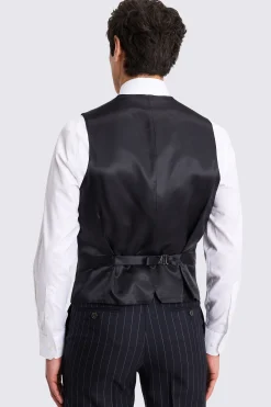 Italian Tailored Fit Navy Stripe Waistcoat