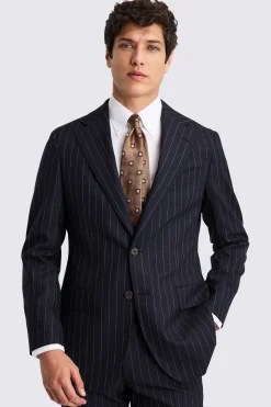 Italian Tailored Fit Navy Stripe Suit