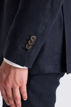 Italian Tailored Fit Navy Twill Linen Suit