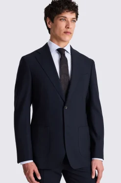 Italian Tailored Fit Navy Hopsack Suit
