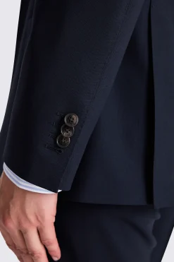 Italian Tailored Fit Navy Hopsack Suit