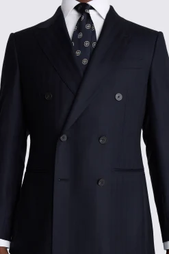 Italian Tailored Fit Navy Herringbone Suit