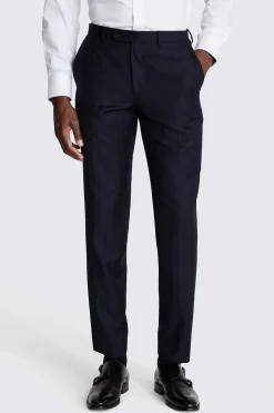 Italian Tailored Fit Navy Herringbone Trousers