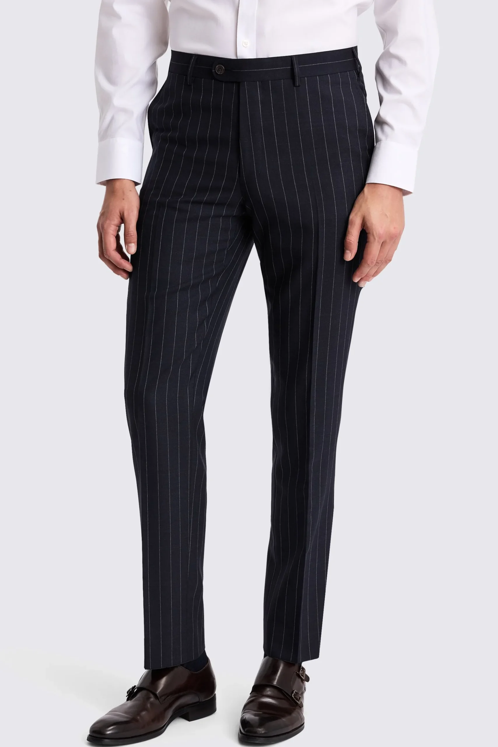 Italian Tailored Fit Navy Stripe Trousers