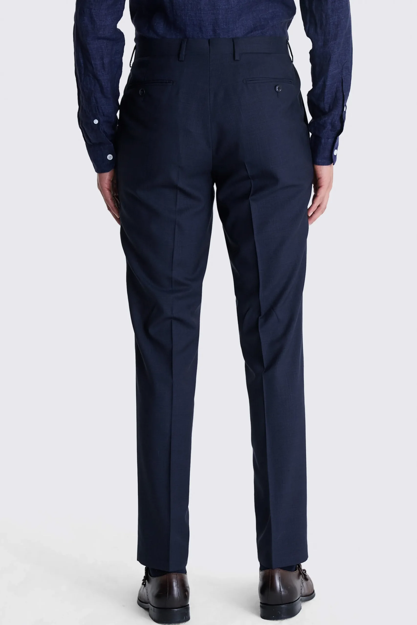 Italian Tailored Fit Navy Check Trousers