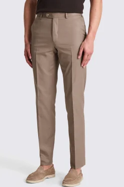 Italian Tailored Fit Taupe Cotton Trousers