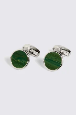 Jade Stone Round Cufflinks