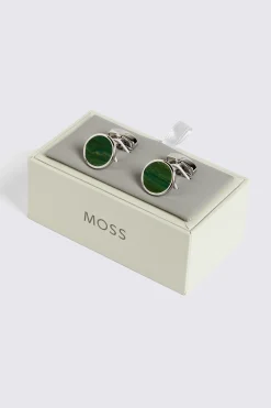 Jade Stone Round Cufflinks