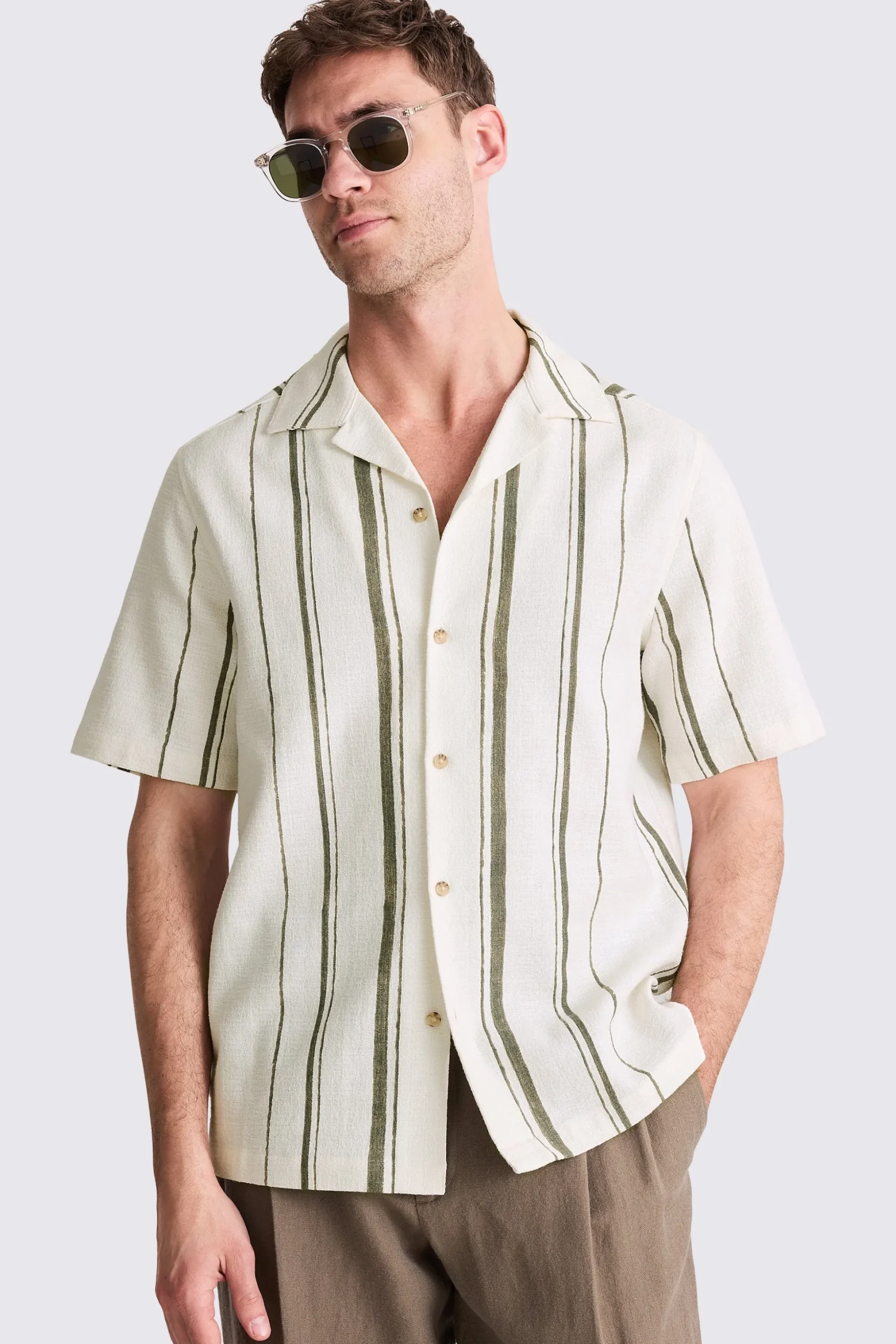 Khaki Cuban Stripe Shirt