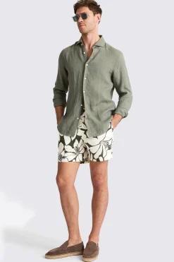 Khaki Floral Smart Swim Shorts