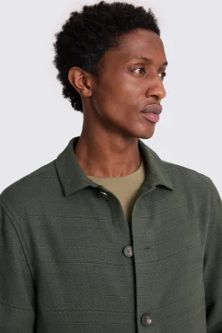 Khaki Knit Striped Overshirt