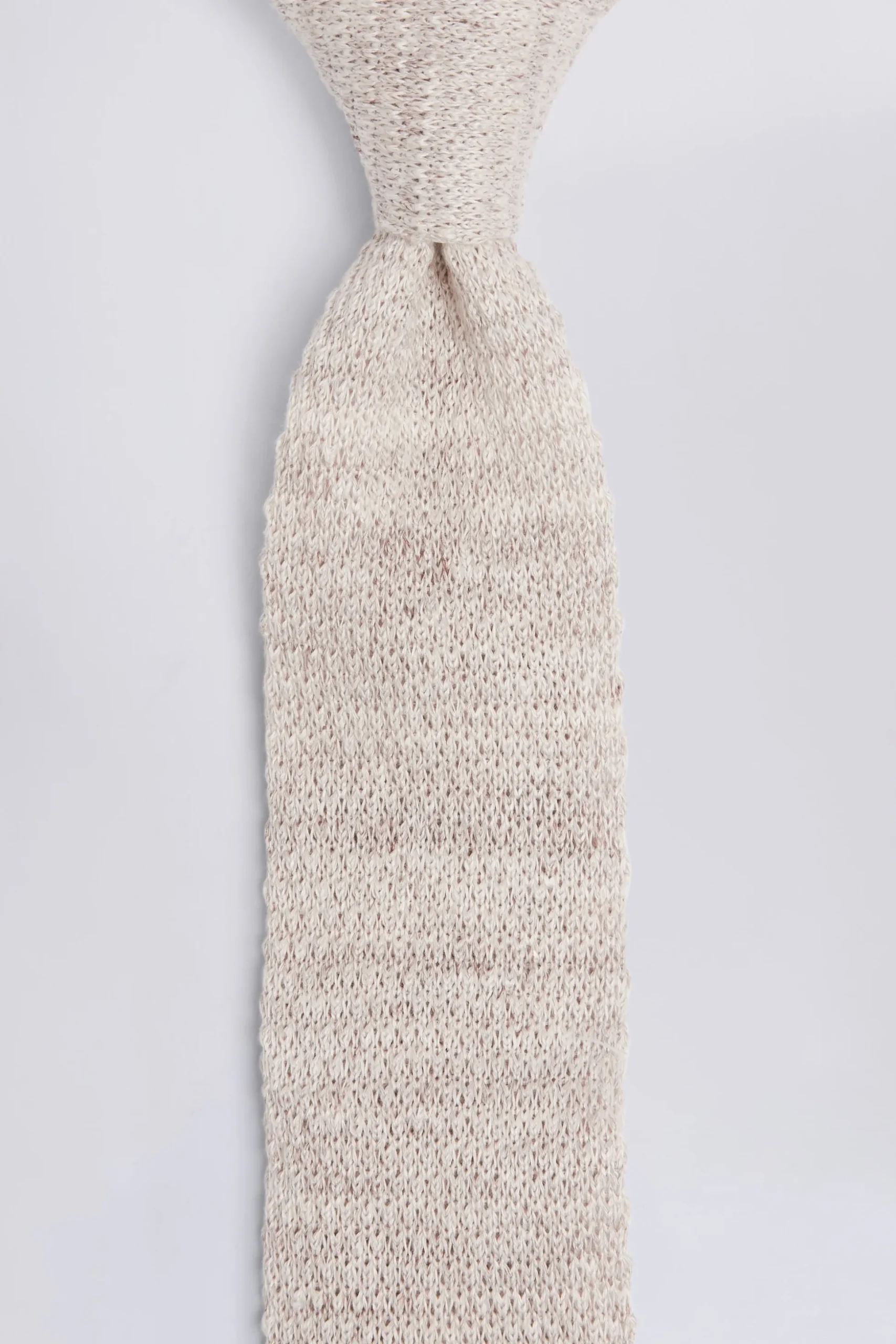 Latte Melange Knitted Linen Tie