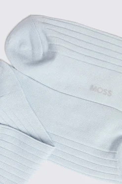 Light Blue Fine Ribbed Socks