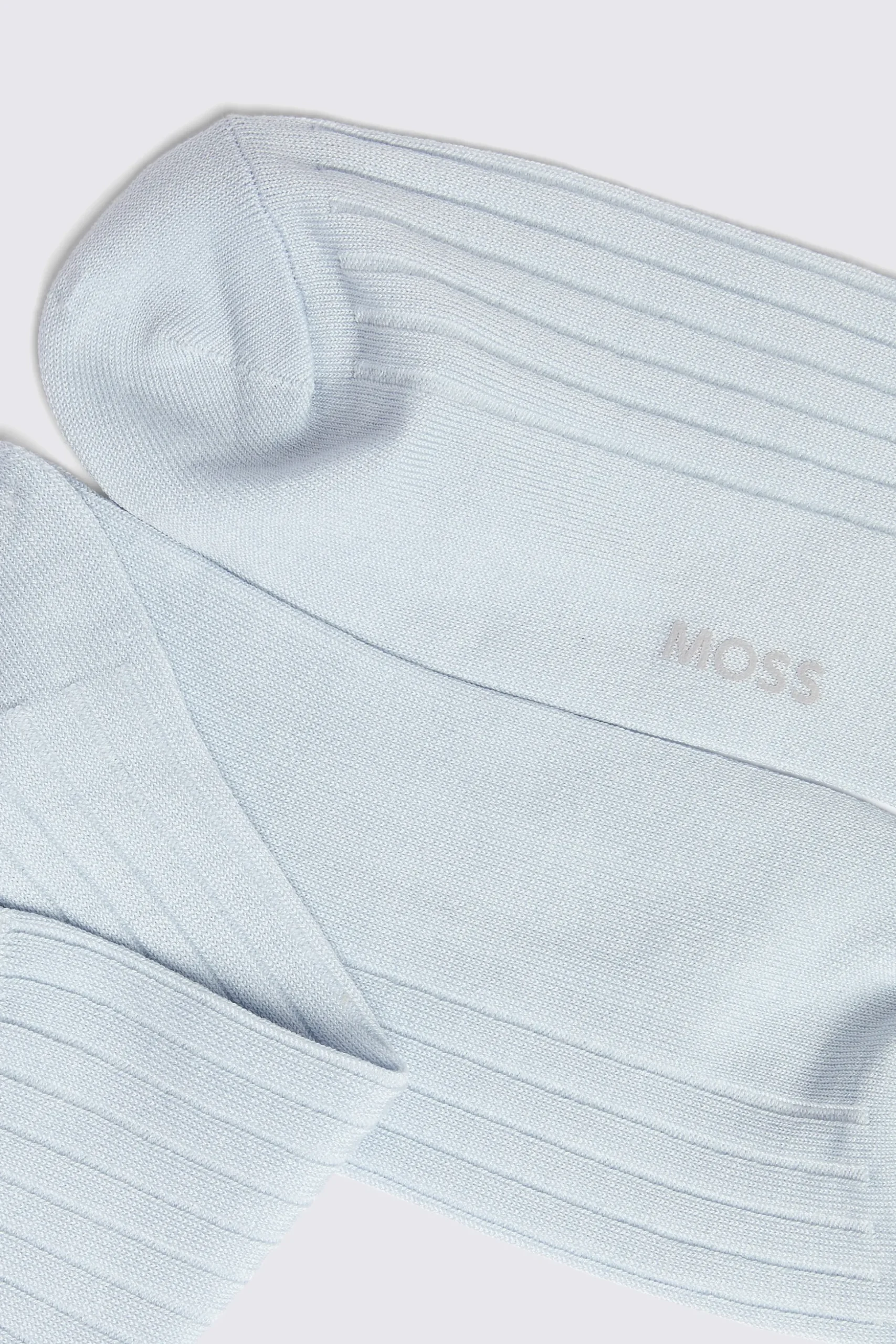 Light Blue Fine Ribbed Socks