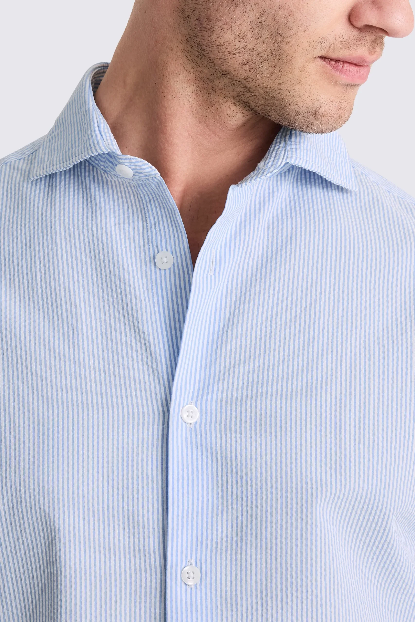 Light Blue Seersucker Stripe Shirt