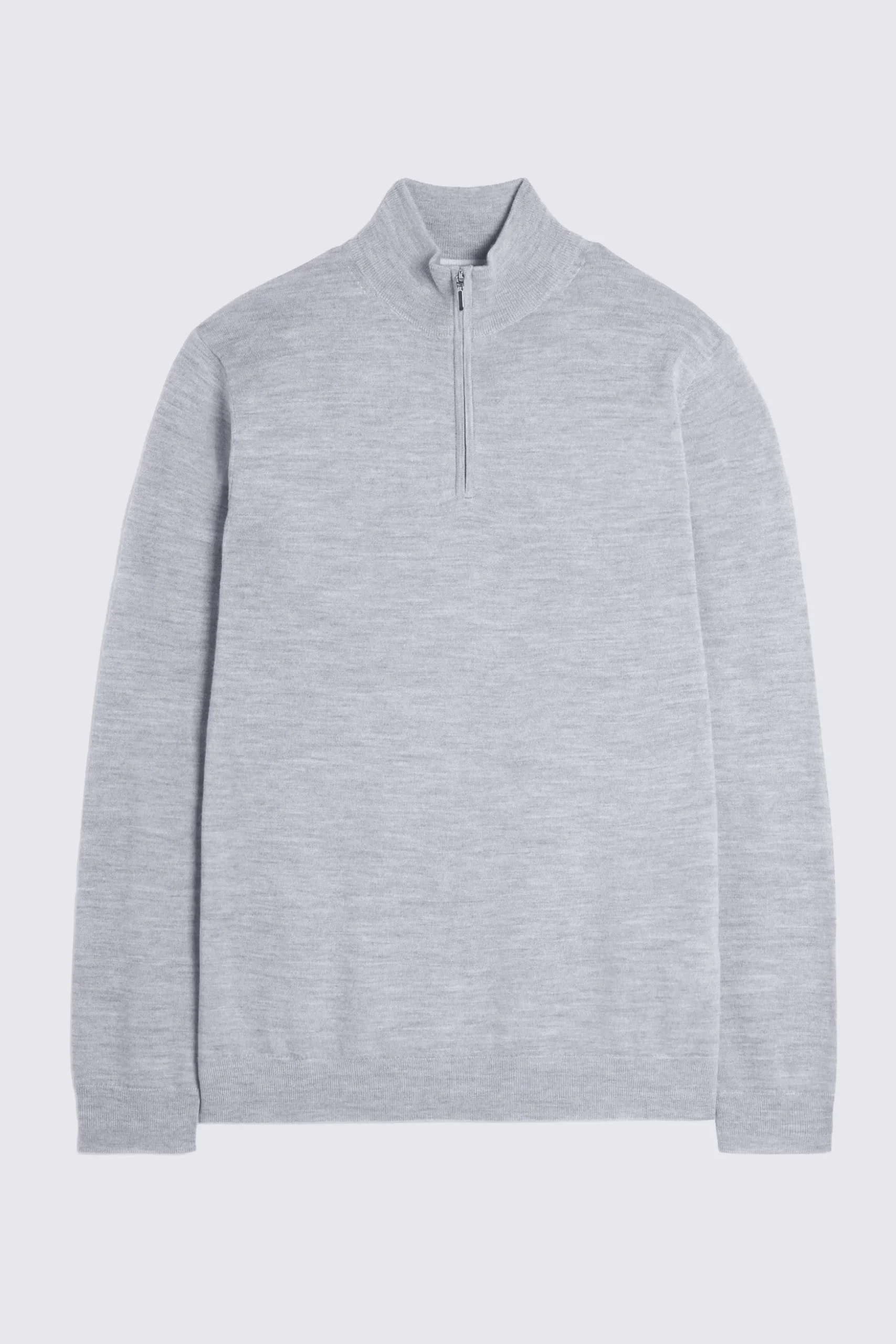 Light Grey Merino Zip-Neck Jumper