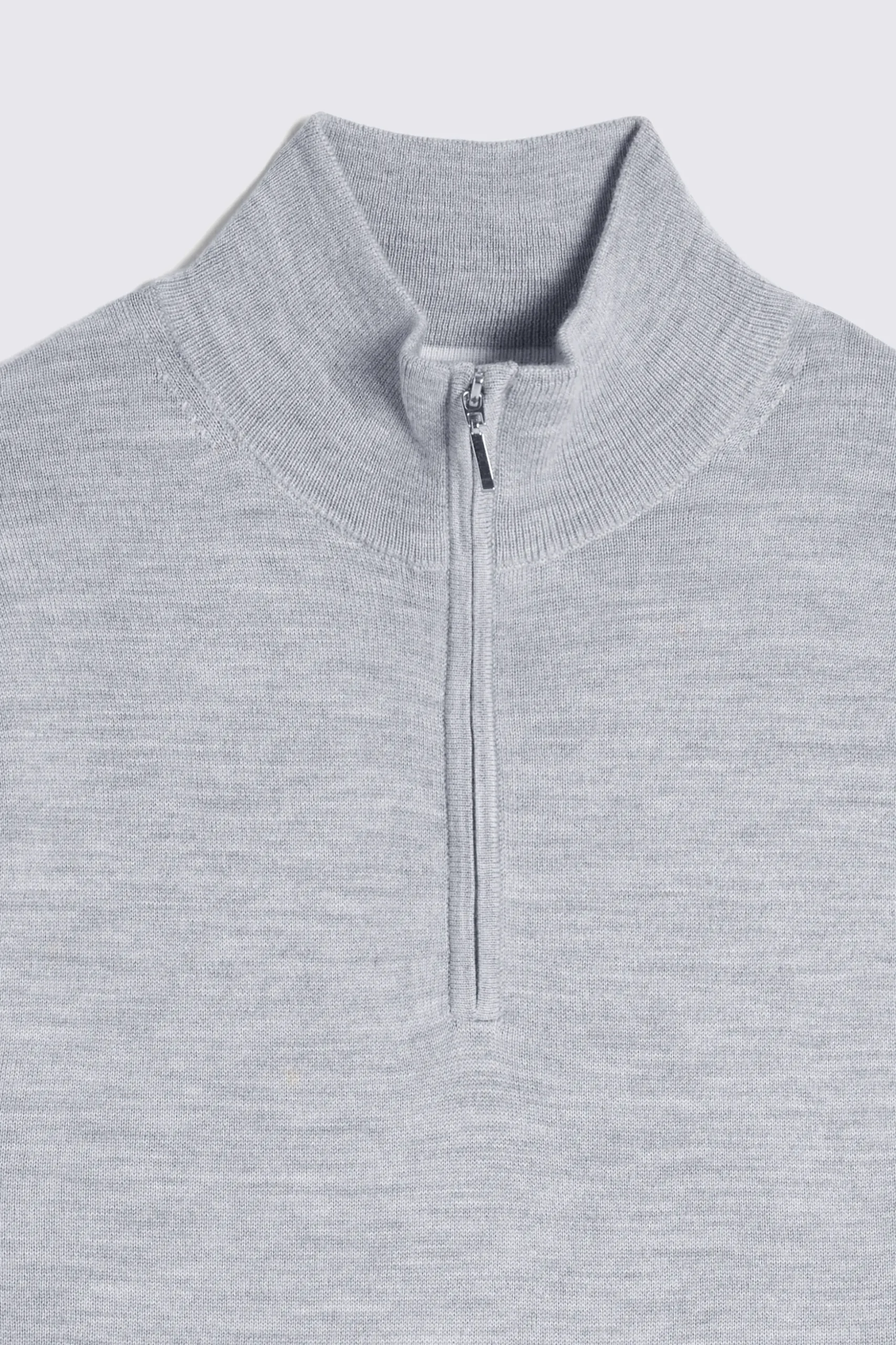 Light Grey Merino Zip-Neck Jumper