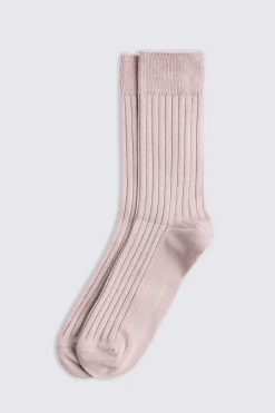 Light Pink Ribbed Mercerised Socks