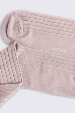 Light Pink Ribbed Mercerised Socks
