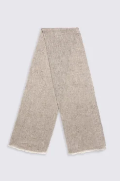 Light Taupe Textured Linen Blend Scarf