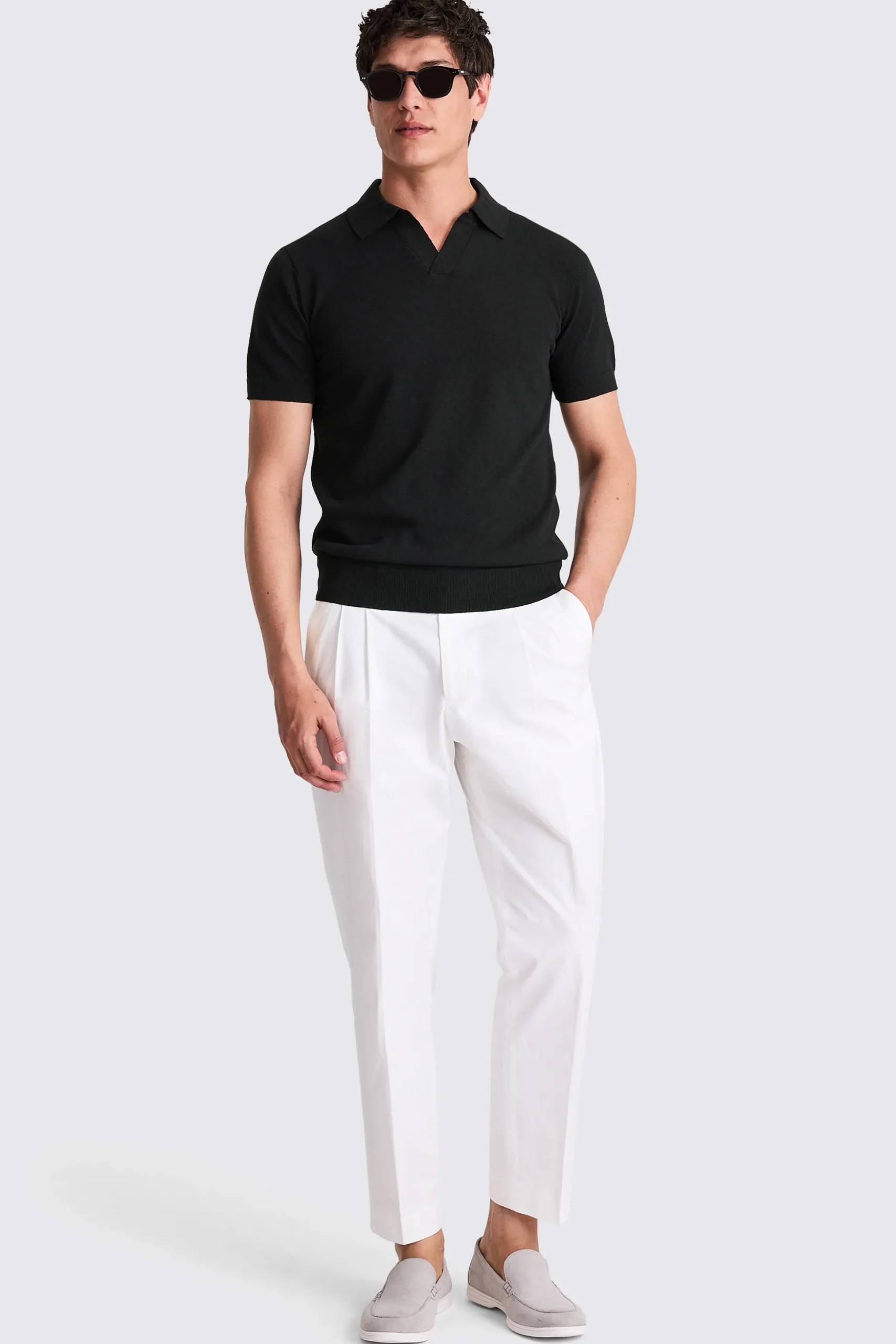 Linen Blend Black Skipper Polo