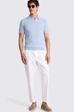 Linen Blend Light Blue Skipper Polo