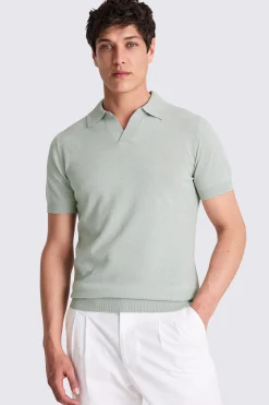 Linen Blend Light Sage Skipper Polo