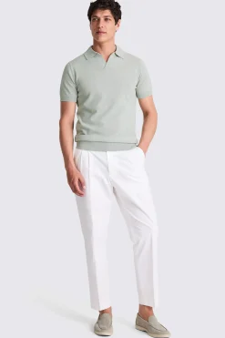Linen Blend Light Sage Skipper Polo