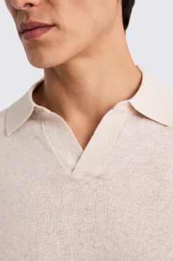 Linen Blend Oatmeal Skipper Polo