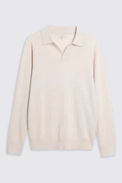Linen Blend Oatmeal Skipper Polo