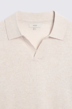 Linen Blend Oatmeal Skipper Polo