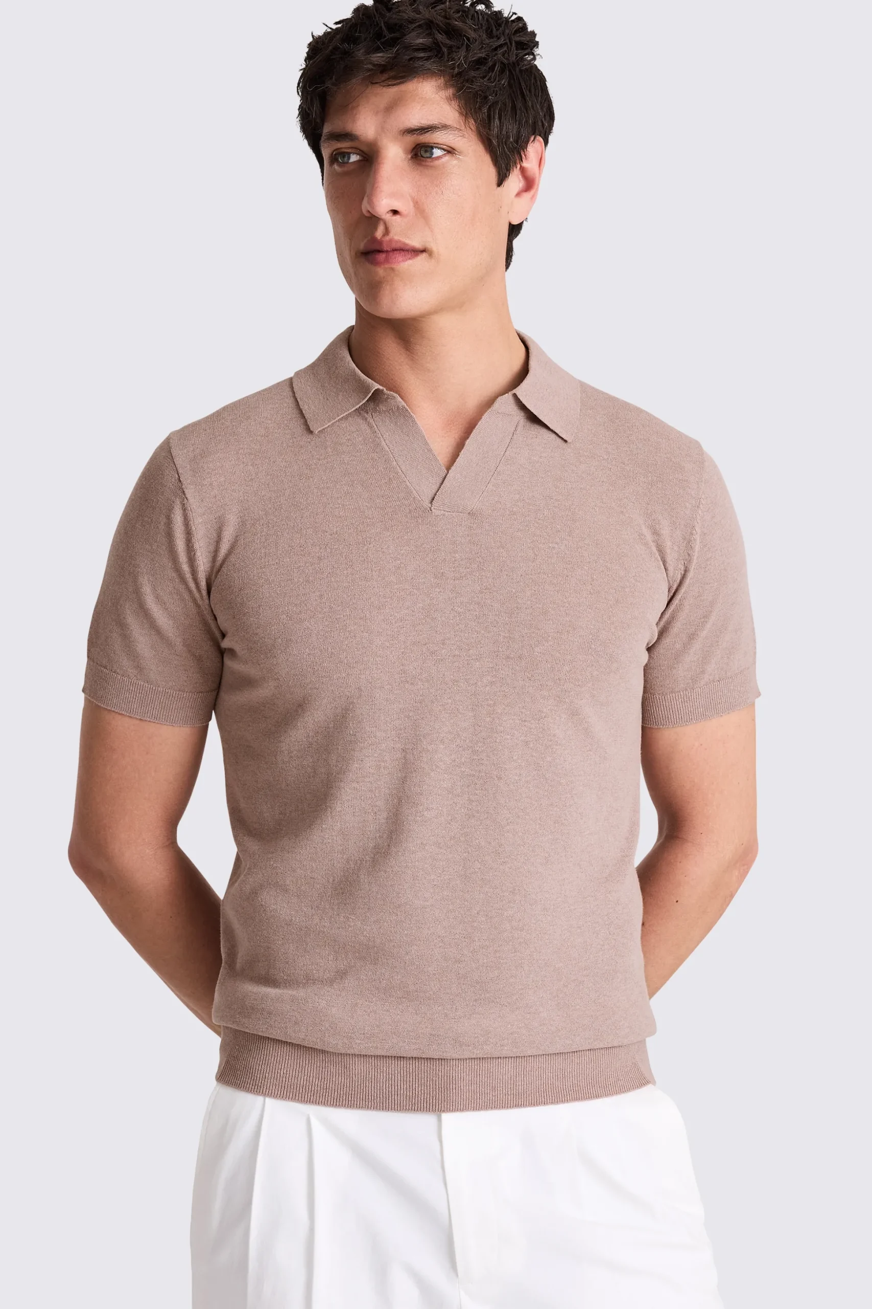 Linen Blend Pink Skipper Polo