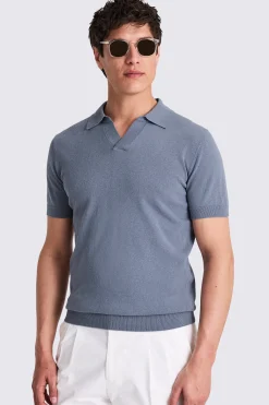 Linen Blend Steel Blue Skipper Polo