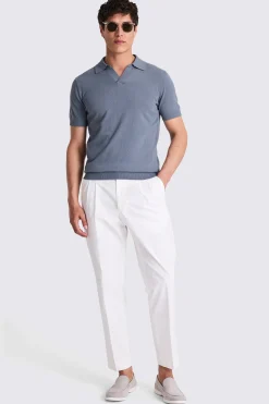 Linen Blend Steel Blue Skipper Polo