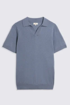 Linen Blend Steel Blue Skipper Polo