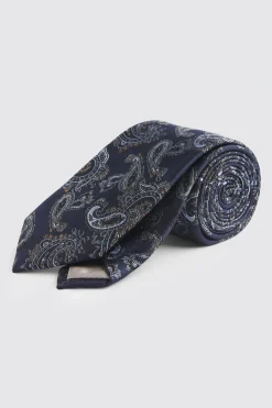 Navy & Brown Paisley Silk Tie