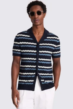 Navy and White Stripe Pointelle Shirt