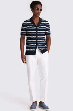 Navy and White Stripe Pointelle Shirt