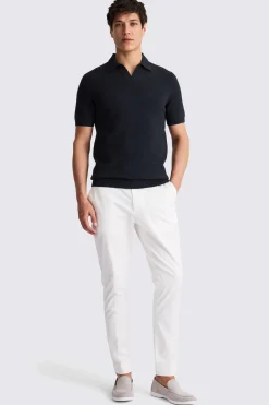 Navy Bouclé Skipper Polo