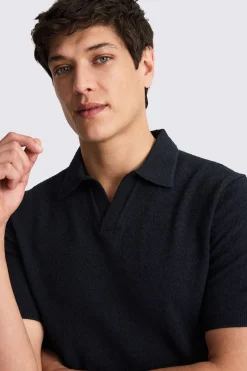 Navy Bouclé Skipper Polo