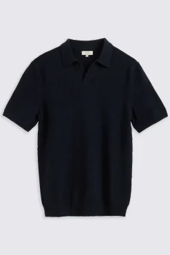 Navy Bouclé Skipper Polo