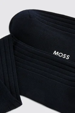 Navy Fine Ribbed Socks